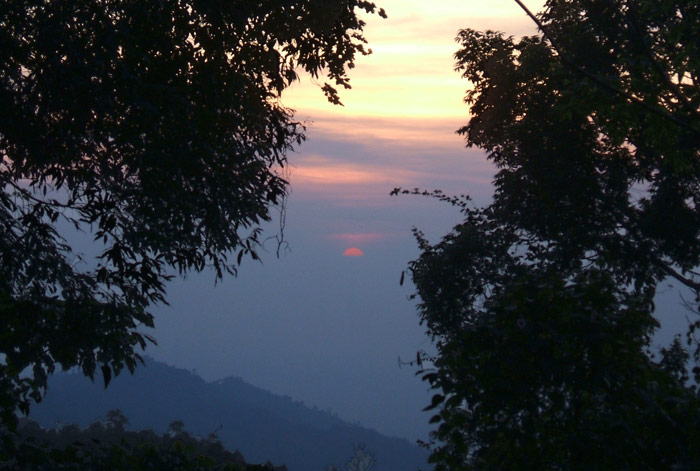 Sundown at the end of a walk in Doi Phu Kha national park, Nan province