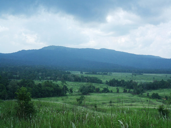 Khao Laem mountain across the grassland