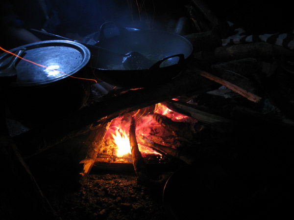 Jungle camp cooking during the hike to Phangran Razi mountain in Putao, northern Myanmar