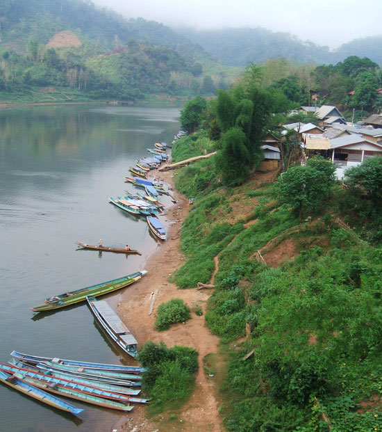 Boat landing on Nam Ou river in Nong Kiew