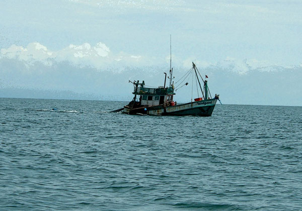 A fishing boat at sea, Klong Yai, Trat, Gulf of Thailand