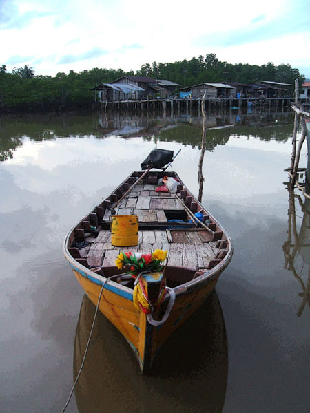 A small boat in Mairood fishing village, Klong Yai, Trat, Thailand