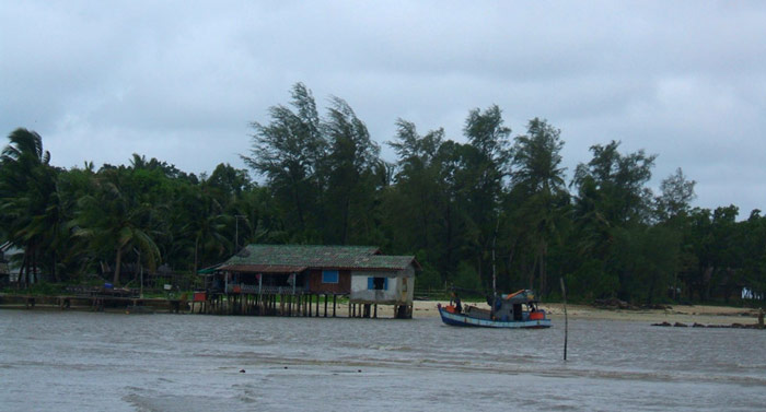 Fishing family house on stilts at the beach