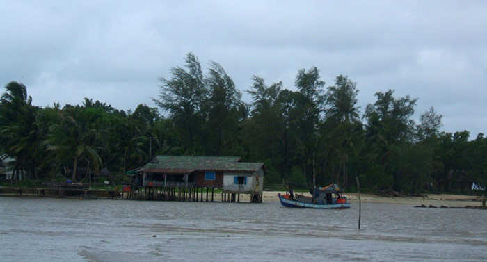 Fishing family house on stilts at the beach