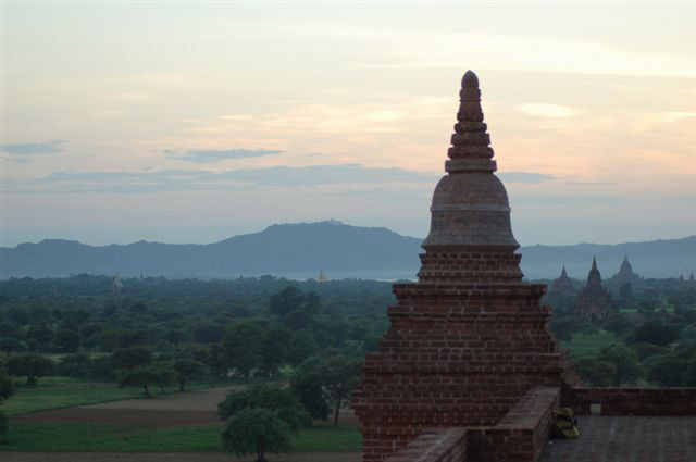 A fantastic view of Bagan on the Ayeyarwaddy river, middle Myanmar