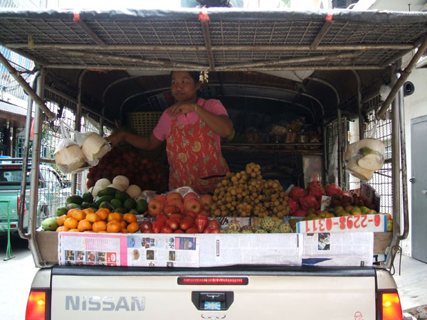 Fruit truck in a Bangkok street