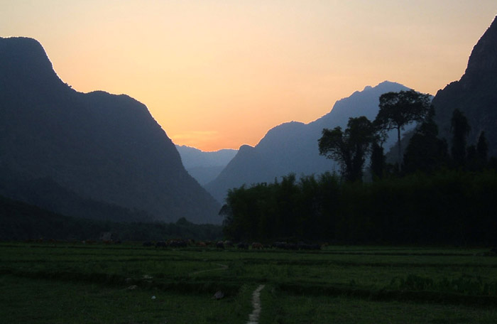 Sunset view in Muang Ngoy Kao, upper Laos