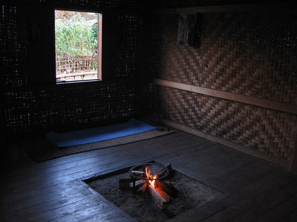 A hiker's bed in a village in northern Myanmar